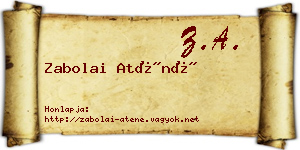 Zabolai Aténé névjegykártya